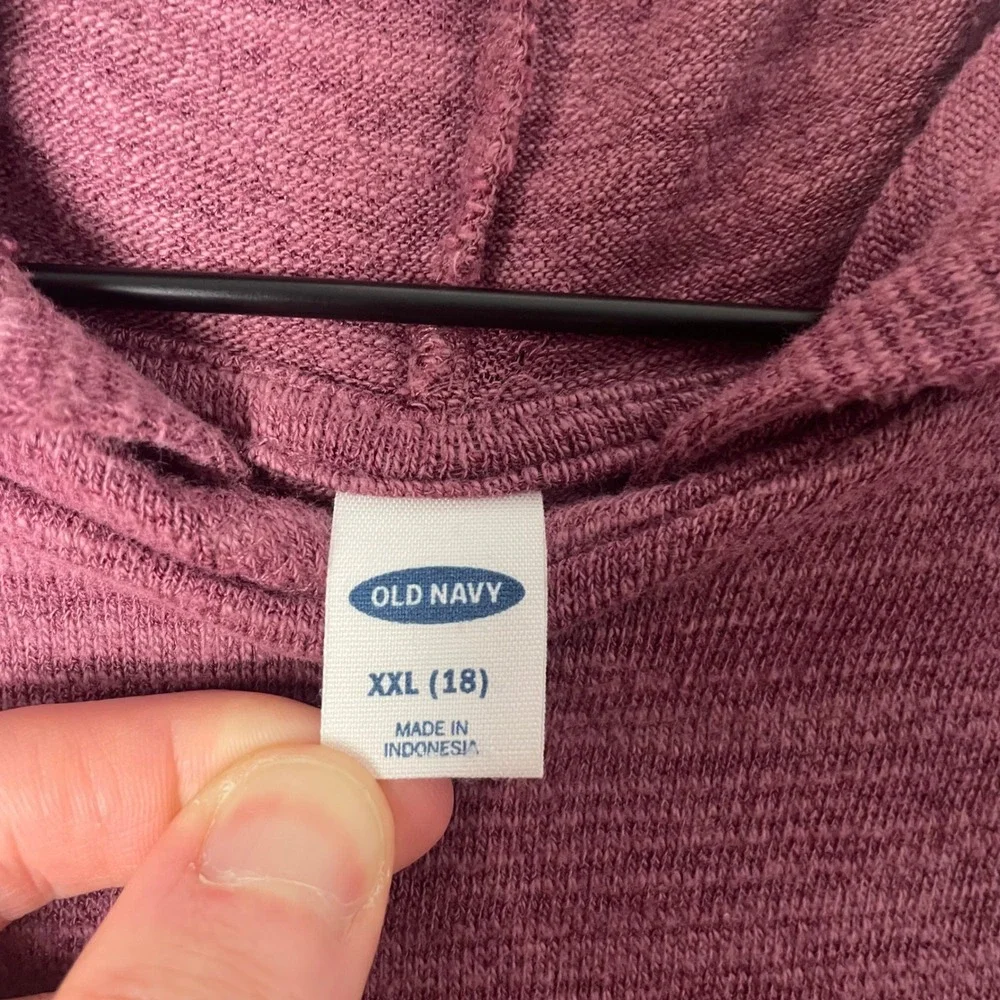 Old‎ Navy Boys XXL Hoodie Burgundy Heathered Long Sleeve Pullover Sweatshirt